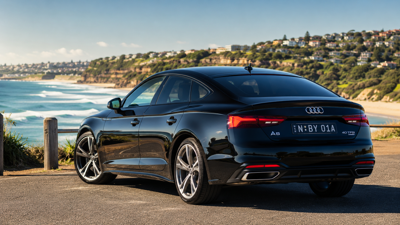 Car parked near the beach showing paint protection in coastal conditions